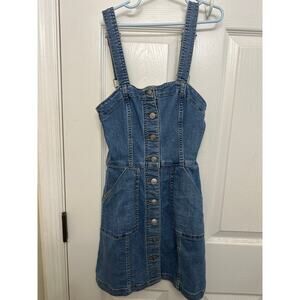 Women’s Jean minidress button down size zero length 30” from top of shoulder